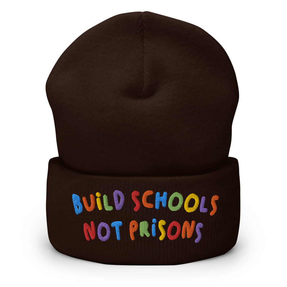 Build Schools Not Prisons | Cuffed Beanie - Brown